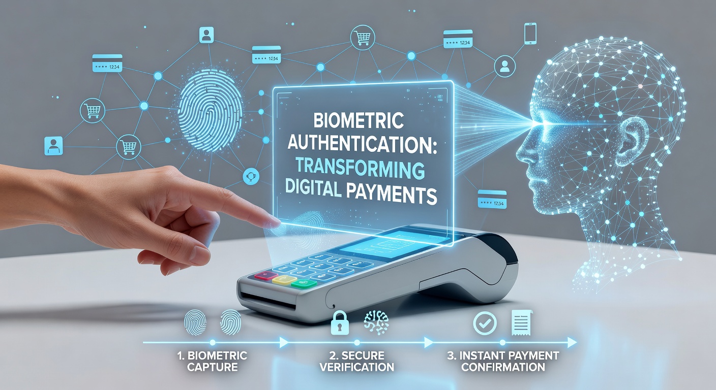 Close-up of biometric scanner integrated with a small business payment terminal showing real-time verification