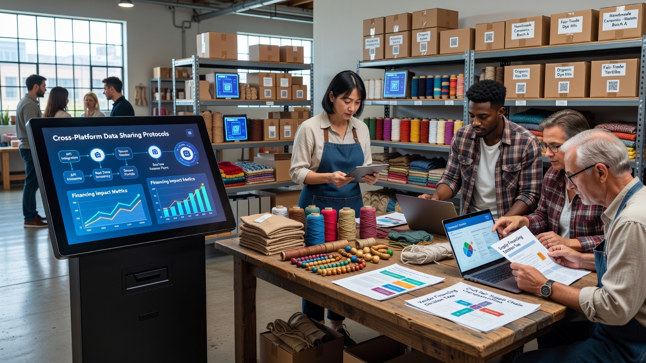 Cross-platform data sharing protocols connecting craft fair vendors with suppliers and financiers through integrated supply chain networks