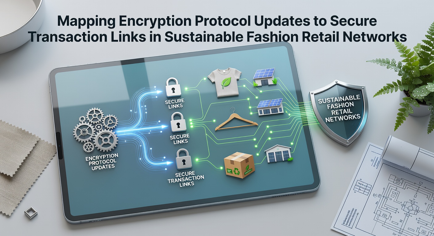 Secure transaction links in sustainable fashion retail networks showing encrypted data flows between suppliers and retailers