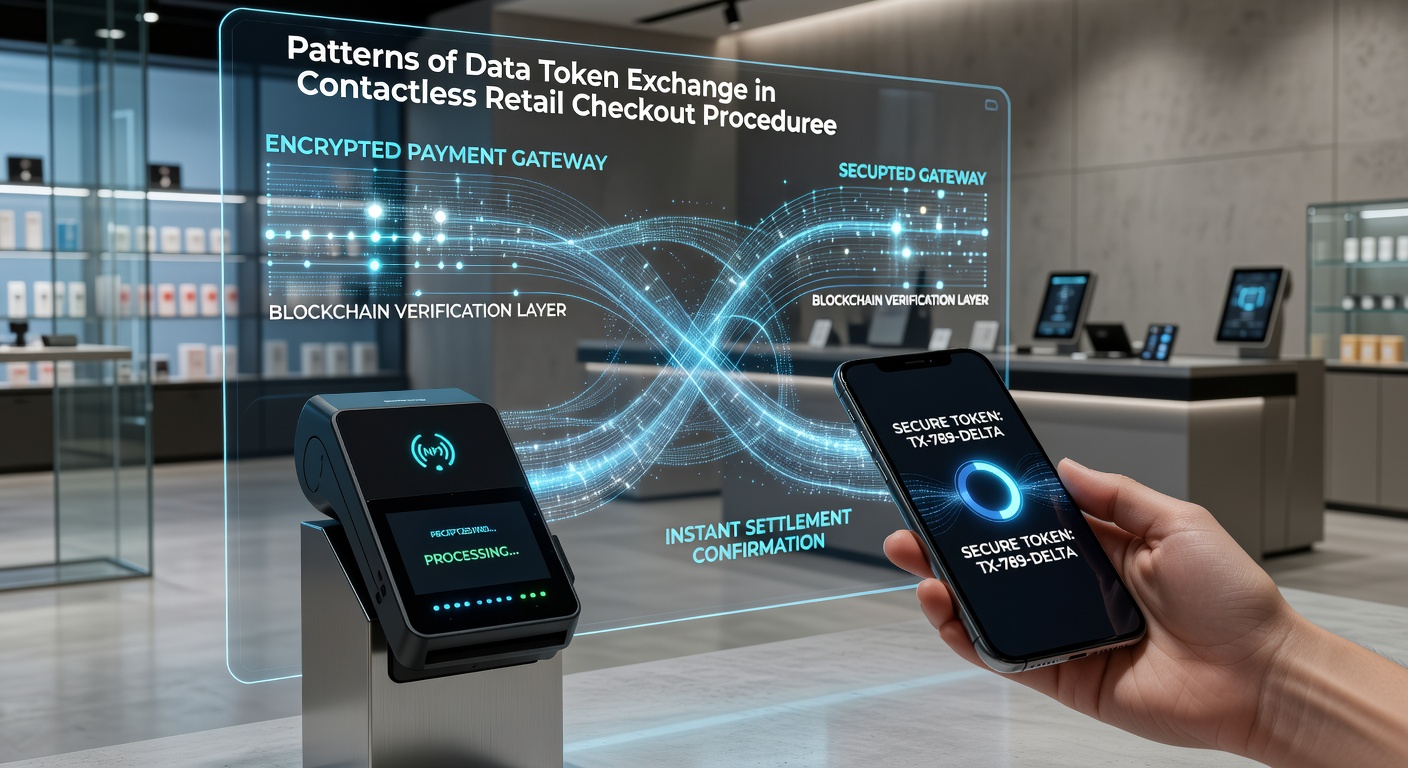 Data flow diagram illustrating token exchange steps between device, terminal, and payment network